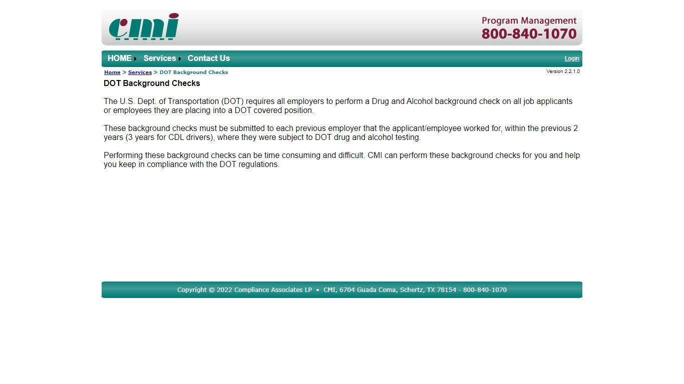 CMI - DOT Background Checks